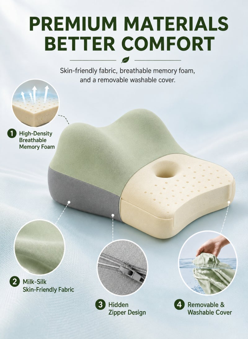 MOMENT Ergonomic Memory Foam Wedge Pillow for Lumbar & Back Support, Hip and Leg Elevation, Multipurpose Bed Cushion for Sitting, Lying & Pregnancy – Green/Grey - Image 5