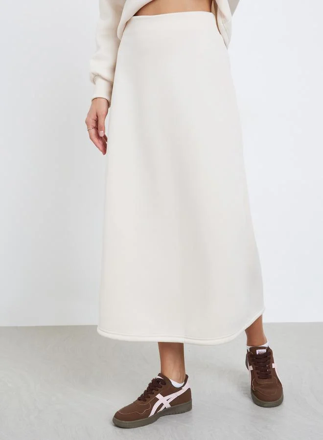 Styli  Cream Round Neck Sweatshirt and Skirt Co-ords for Women | Best Price UAE