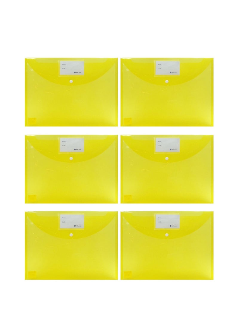ATLAS 6-Piece Thick Document Bag Clear Yellow Colour  - Image 1
