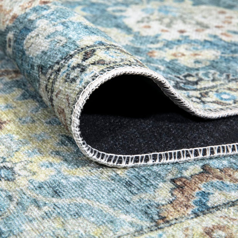 Bloom Rugs Caria قابلة للانزلاق 5x7 سجادة - الأزرق/البيج منطقة سجادة غرفة معيشة غرفة نوم غرفة الطعام والمطبخ - الحجم الدقيق: 5 '× 7' - Image 3