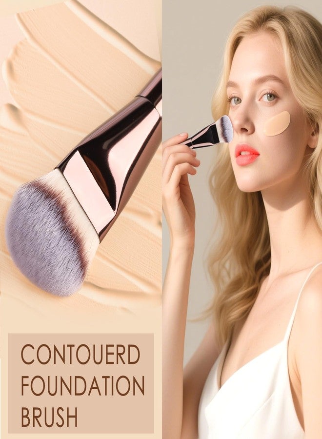 KINGMAS Makeup Brush Powder Puff Set, Foundation Concealer Contour Makeup Brushes, Flawless kabuki Brush Face Velour Puff for Foundation Blush Bronzer Contour Concealer, 3 Brushes & 3 Powder Puff - Image 2