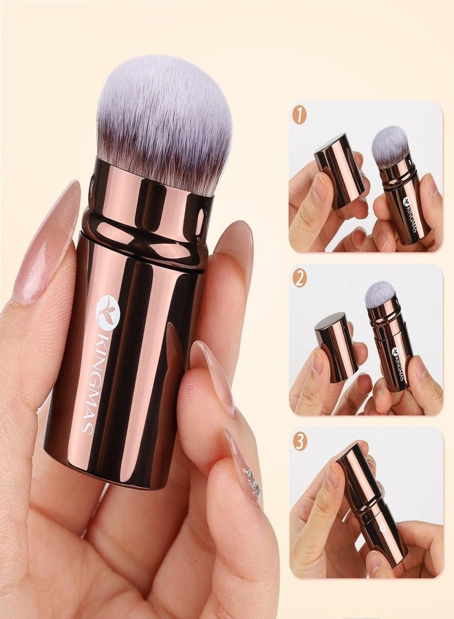KINGMAS Makeup Brush Powder Puff Set, Foundation Concealer Contour Makeup Brushes, Flawless kabuki Brush Face Velour Puff for Foundation Blush Bronzer Contour Concealer, 3 Brushes & 3 Powder Puff - Image 4