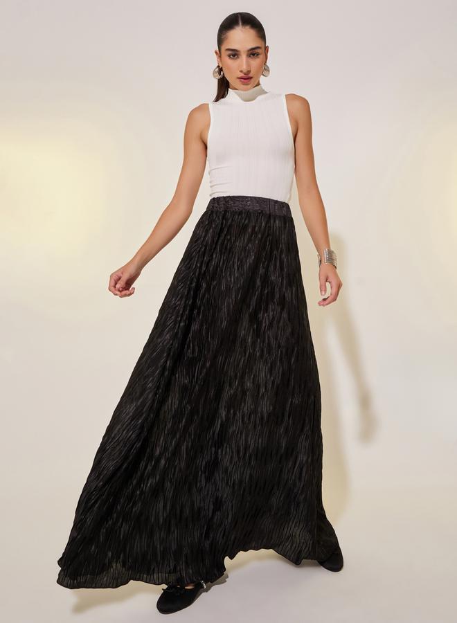Take Two Solid Pleated A-Line Maxi Skirt - Image 1