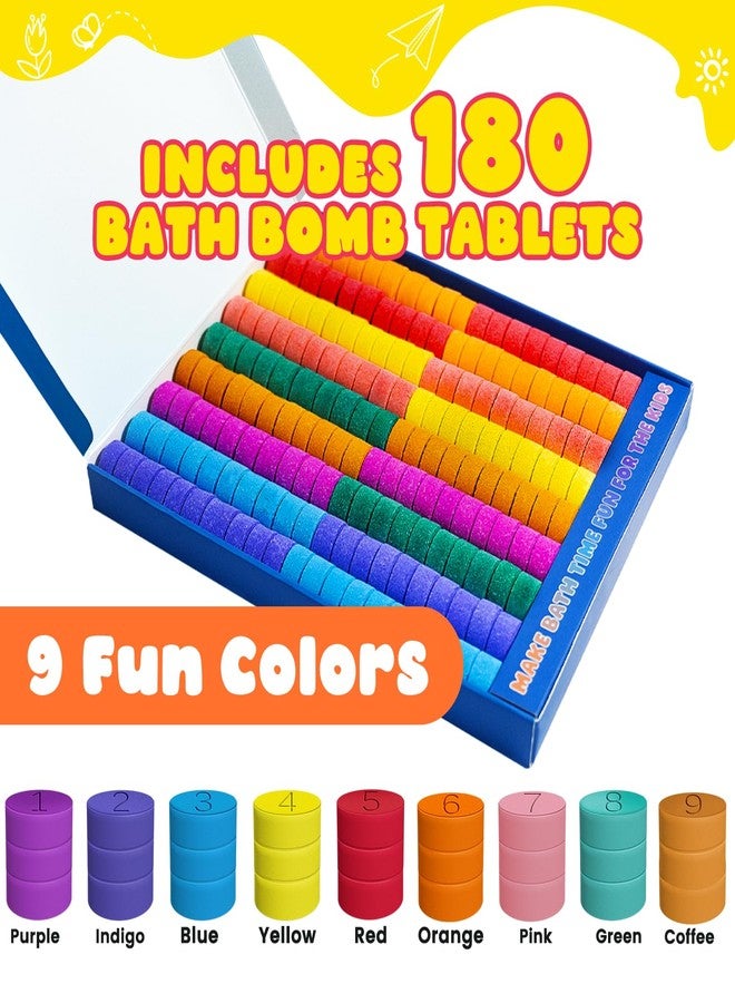NEWFEIFAN Bath Bombs for Kids, Boys & Girls Valentines Day Gifts Set, 180 Mini Color Tablets in 9 Bright Colors for Creative Bathtub Art Bath Toys Fun Colorful Bath Scientific Experiment for Boys Girls 3-12 - Image 2
