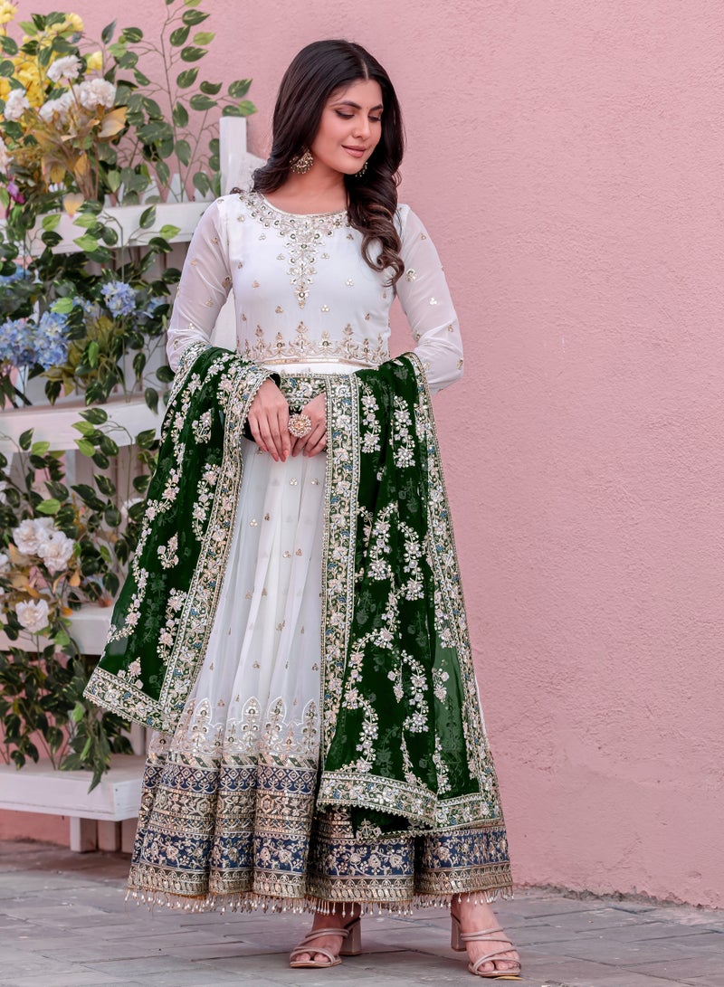 Super Asian Launching a New Party Wear Look Heavy Faux Georgette Gown, Dupatta & Bottom Set  - Image 1
