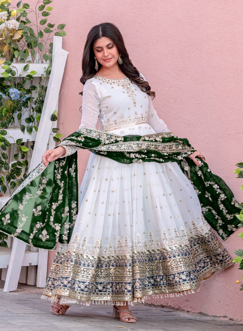 Super Asian Launching a New Party Wear Look Heavy Faux Georgette Gown, Dupatta & Bottom Set  - Image 2