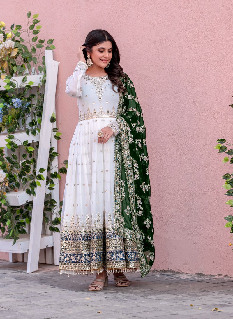 Super Asian Launching a New Party Wear Look Heavy Faux Georgette Gown, Dupatta & Bottom Set  - Image 3