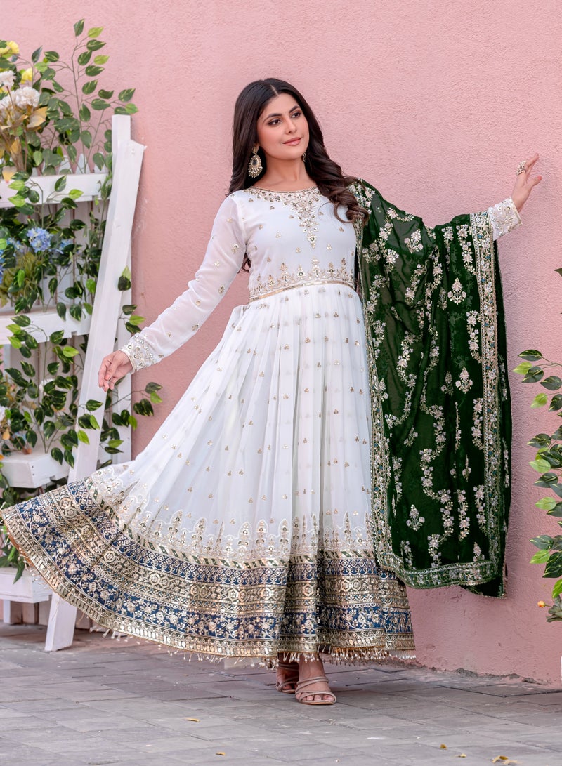 Super Asian Launching a New Party Wear Look Heavy Faux Georgette Gown, Dupatta & Bottom Set  - Image 4