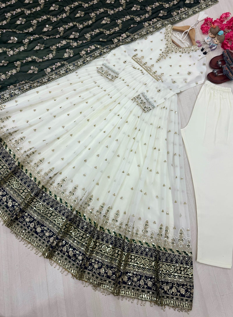 Super Asian Launching a New Party Wear Look Heavy Faux Georgette Gown, Dupatta & Bottom Set  - Image 5