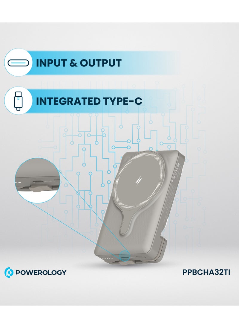 Powerology - 5000mAh Power Bank MagSafe Charging Air-Vent Mount/ 20W Power Delivery- Titanium - Image 1