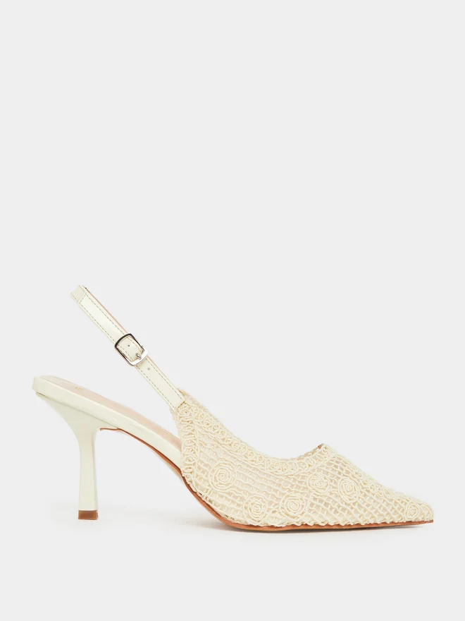 ستايلي Styli Beige Lace Slingback Shoes