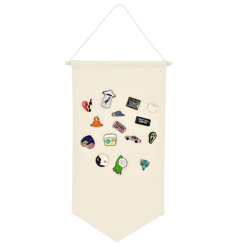 YeeMan Wall Hanging Brooch Jewelry Storage Case Canvas Display Stand Enamel Pin Display Banner Holder Earrings Necklace Glitter Pin Collection Organizer (Burlywood) - Image 2