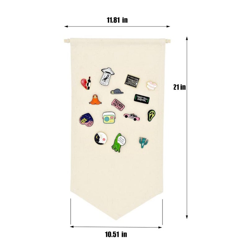 YeeMan Wall Hanging Brooch Jewelry Storage Case Canvas Display Stand Enamel Pin Display Banner Holder Earrings Necklace Glitter Pin Collection Organizer (Burlywood) - Image 3