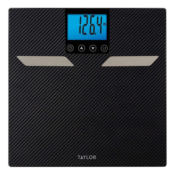 Taylor Digital Glass Body Composition Scale Measures Body Fat Water Muscle Mass and BMI Track Progress Using GLP1 Medications 12user Recognition 440 lb Capacity HSAFSA Eligible Black - Image 1