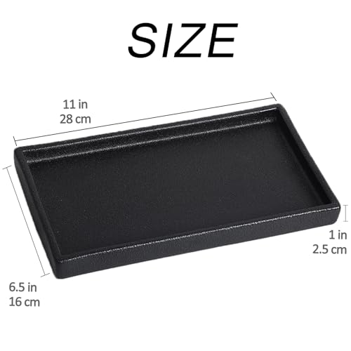 Eyrozia Bathroom Vanity Tray - 11'' Ceramic Rough-Textured Rectangle Countertop Tray, Heavy-Duty Perfume Organizer Plate, Jewelry Ring Tray, Kitchen Soap Dispenser Stone Trays, Black - Image 3