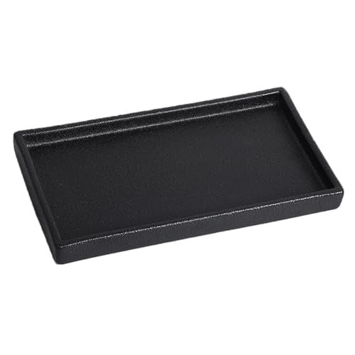 Eyrozia Bathroom Vanity Tray - 11'' Ceramic Rough-Textured Rectangle Countertop Tray, Heavy-Duty Perfume Organizer Plate, Jewelry Ring Tray, Kitchen Soap Dispenser Stone Trays, Black - Image 1