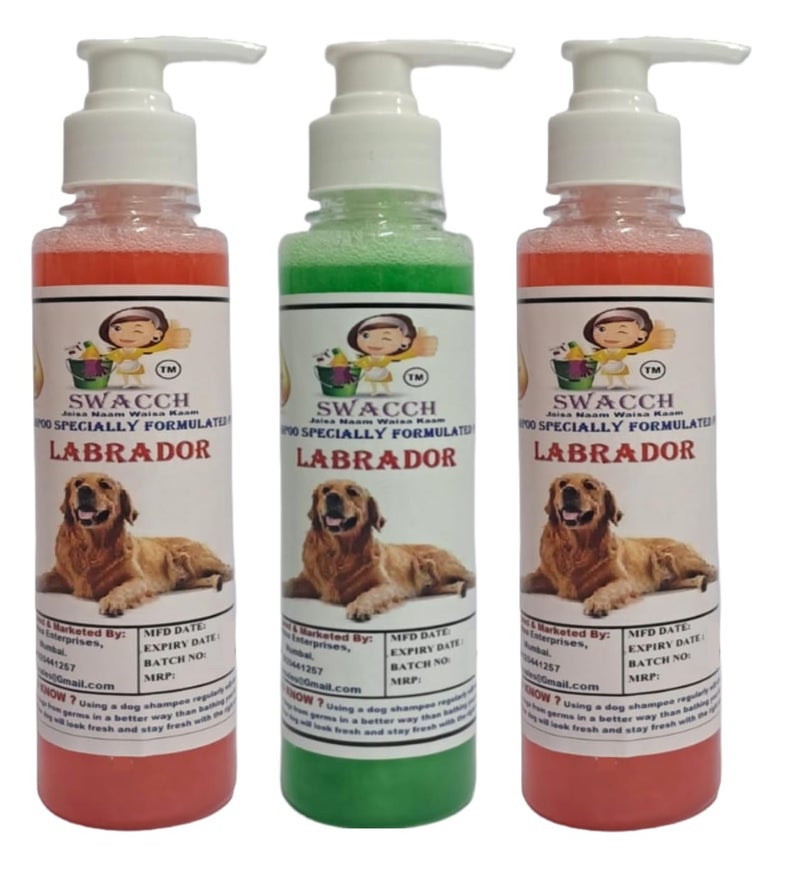 SWACCH Premium Shampoo for Labrador (200ML) (Combo Pack of 3) Jasmine, NEEM ALOVERA & Strawberry - Image 1