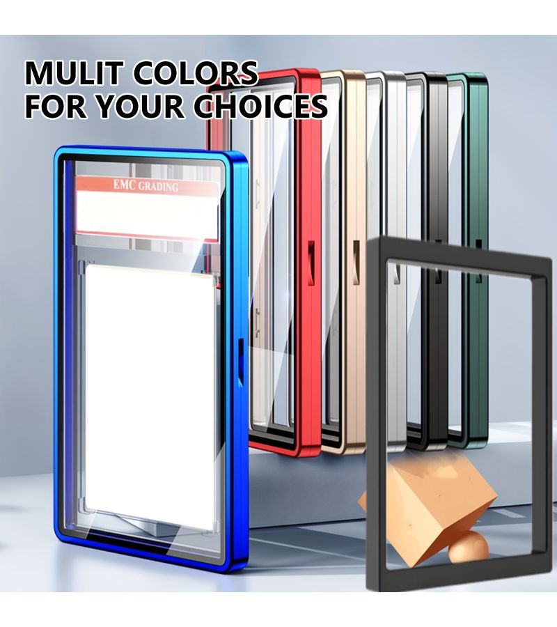 2 Pack Black Magnetic Glass Card Protective Case With Metal Frame For PSA BGS Cards UV Protection Scratch Resistant Display Box Including Inner Lining - Image 1