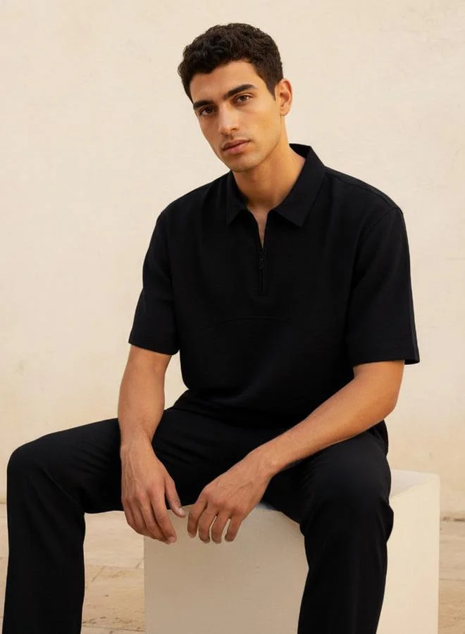 Love Pangolin Men Zip Through Polo T-shirt