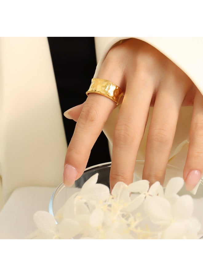 Thai Retro elry Embossed Shaped Personality Women's 18k Real Gold Tail Ring Temperament Ring elry