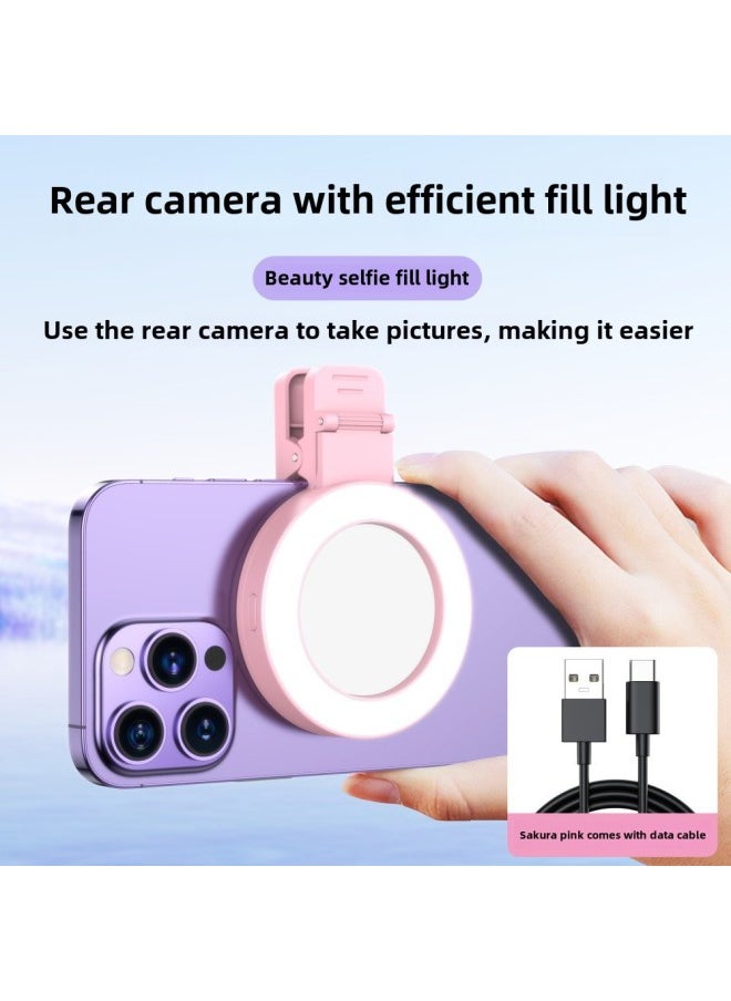 Generic Three Generations Of Mobile Phone Selfie Mirror With Fill Light Rear Camera Selfie Beauty Artifact HD Fill Light Mirror-Specifications: Fill Light★Selfie Mirror★Free Type-c Data Cable  - Image 1