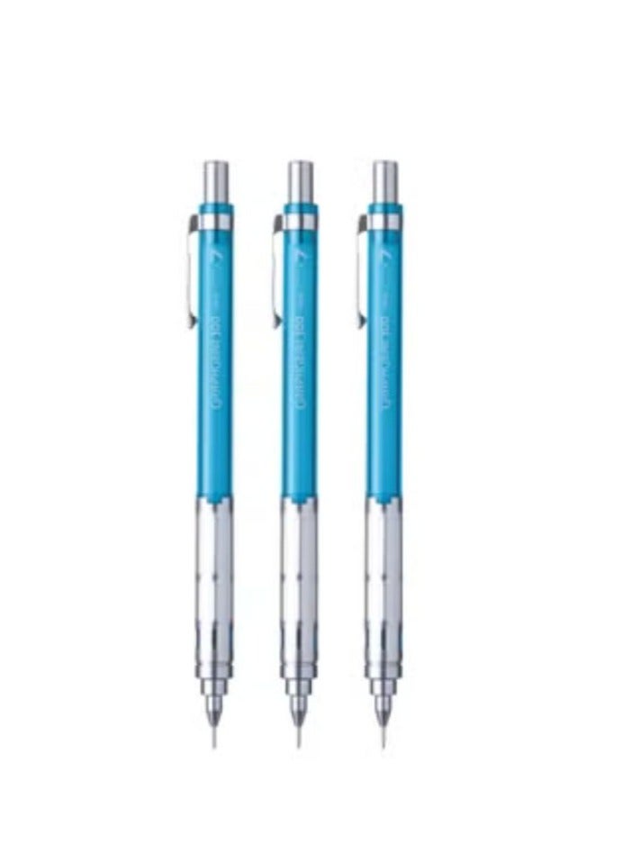 Pentel 3-Piece Graph Gear 300 Mechanical Pencil 0.7mm Tip Sky Blue Barrel - Image 1