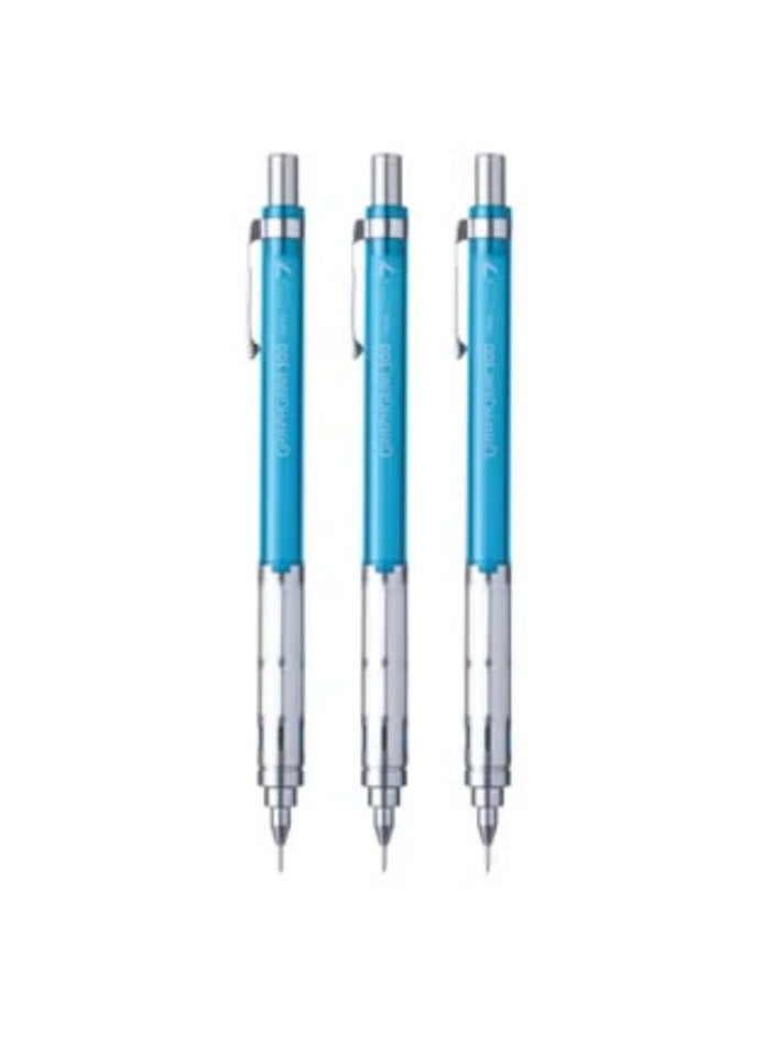 Pentel 3-Piece Graph Gear 300 Mechanical Pencil 0.7mm Tip Sky Blue Barrel - Image 2