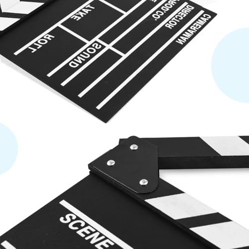 KISEER 12"x11" Movie Film Clap Board Wooden Movie Clapboard Film Clapper Board (Black) - Image 5