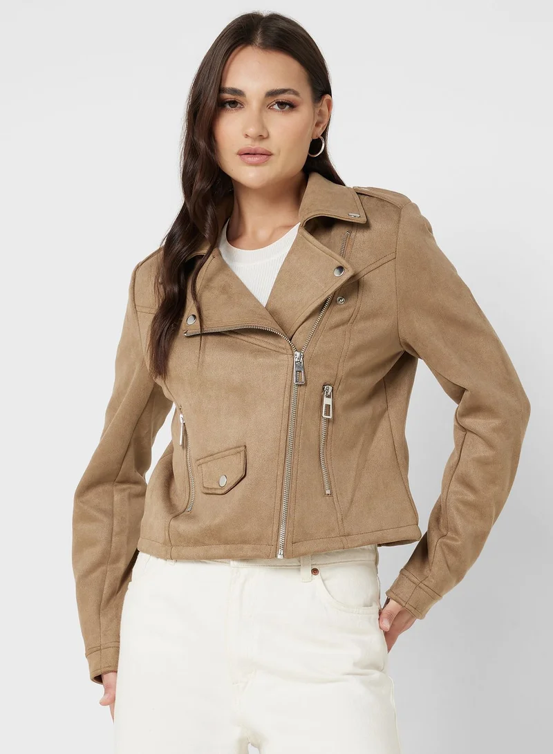 ONLY Zip Detail Pu Jacket