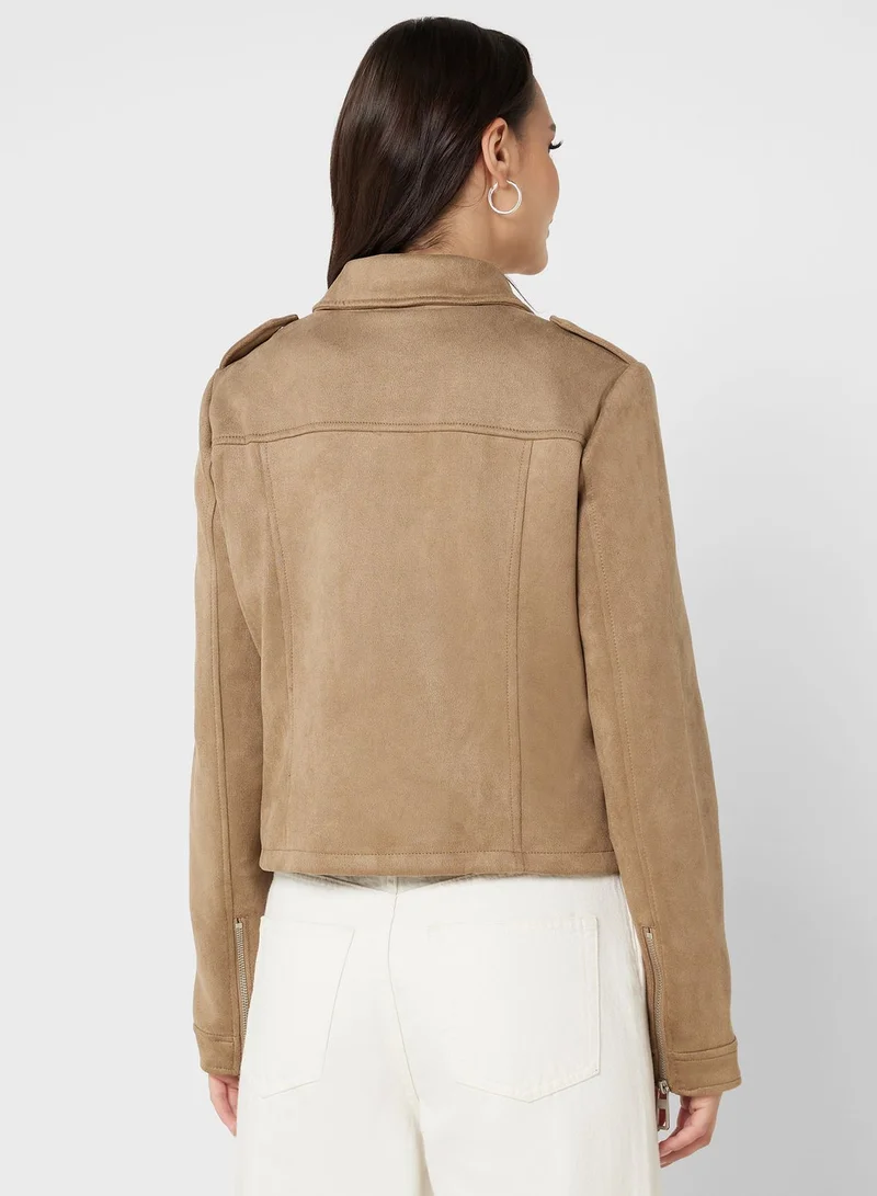 ONLY Zip Detail Pu Jacket