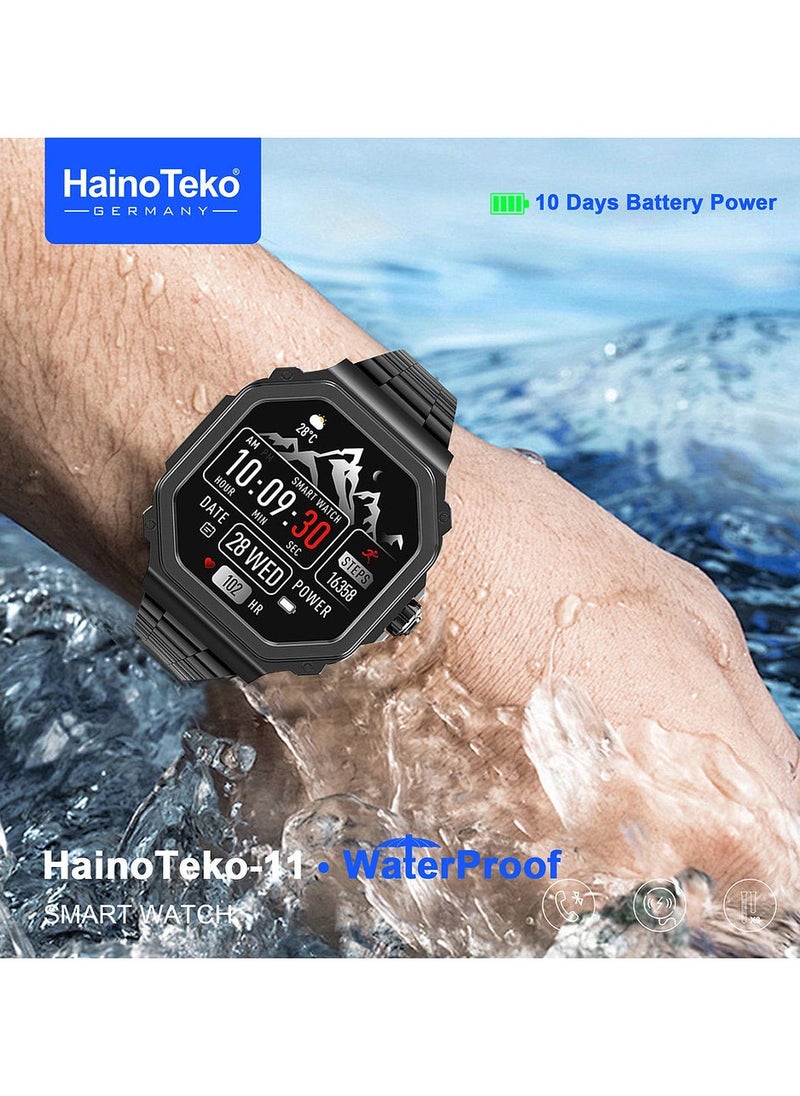 Haino Teko HainoTeko-11 Waterproof Smart Watch With 10 Days Battery Power AMOLED Display 3 Pairs of Strapsand Charging Cable Designed for Men Black  - Image 2