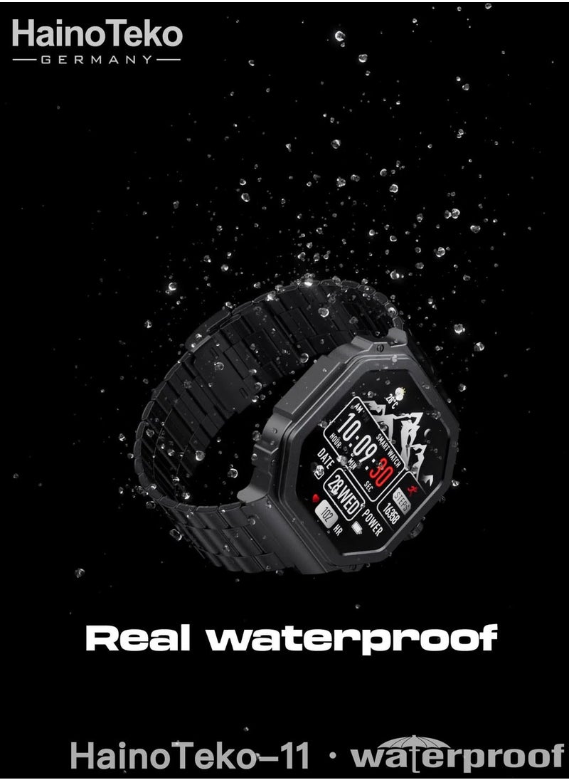 Haino Teko HainoTeko-11 Waterproof Smart Watch With 10 Days Battery Power AMOLED Display 3 Pairs of Strapsand Charging Cable Designed for Men Black  - Image 5