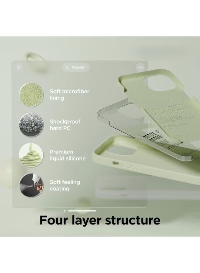iPhone 15 Liquid Silicone Case - Slim Fit Soft Touch Protective Cover with Microfiber Lining & Camera Protection - Matcha Green - Image 5