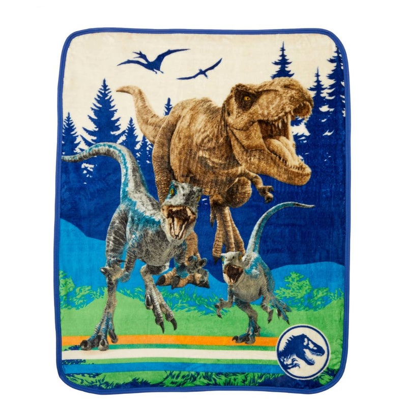 Franco Franco Jurassic World Dominion Rexy T-Rex Kids Bedding Super Soft Silk Touch Throw  40 in x 50 in  (Official Licensed Product)  - Image 1