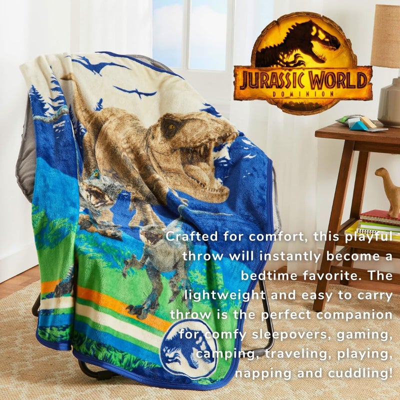 Franco Franco Jurassic World Dominion Rexy T-Rex Kids Bedding Super Soft Silk Touch Throw  40 in x 50 in  (Official Licensed Product)  - Image 2