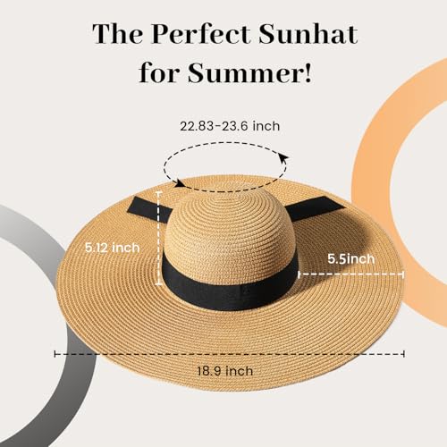 Pleneal Beach Sun Hats for Women, Wide Brim Straw Hat for Women UPF 50+ UV Sun Protection Floppy Summer Hat Foldable Roll up Cap - Image 4