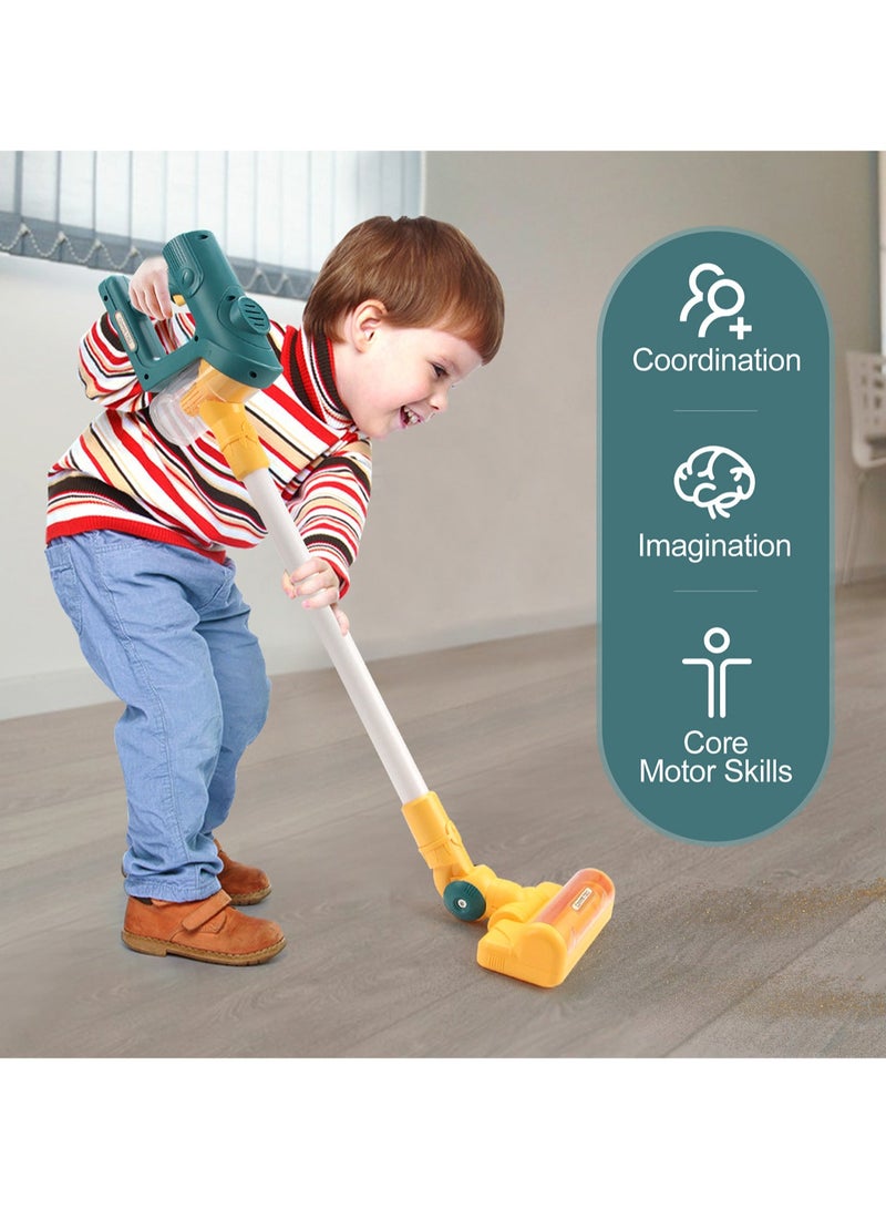 Toddler Toy Vacuum Cleaner, Kids Cordless Vacuum Cleaner Set, Role Play Household Toy with Realistic Functions and Accessories, Cleaning Learning Toy for Boys and Girls Aged 3+ (Green) - Image 2