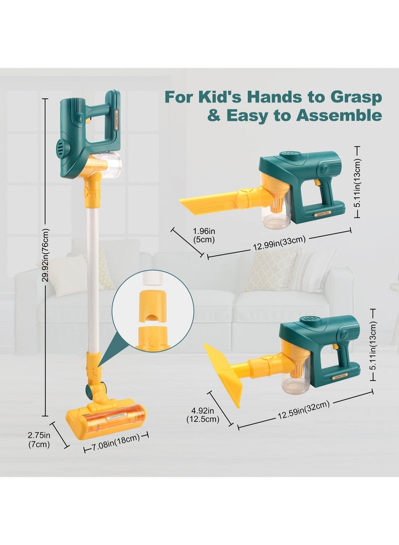 Toddler Toy Vacuum Cleaner, Kids Cordless Vacuum Cleaner Set, Role Play Household Toy with Realistic Functions and Accessories, Cleaning Learning Toy for Boys and Girls Aged 3+ (Green) - Image 4