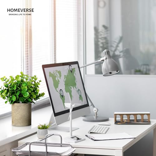 HOMEVERSE Artificial Eucalyptus Plant with Vase for Home Decor, Small Faux Plants in White Pot for Bathroom, Kitchen, Office, Farmhouse Room Shelf - Image 2