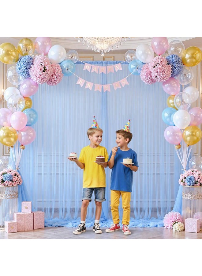 Suppromo Baby Blue Tulle Backdrop Curtain for Baby Shower Boys Birthday Party Baby Blue Sheer Backdrop Curtains Drapes for Party Photoshoot Background Decorations 2 Panels 5ft X 8 ft - Image 2
