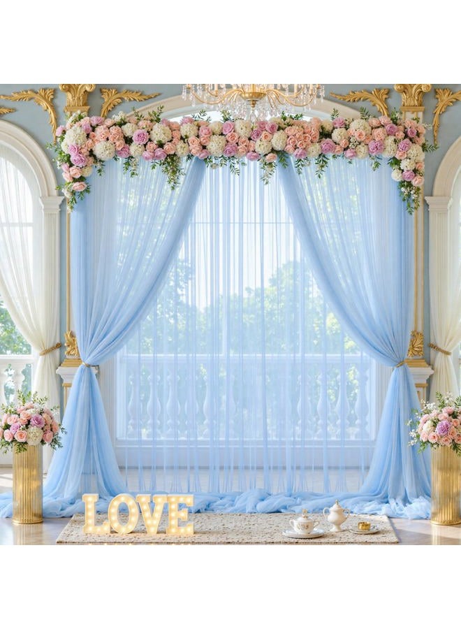Suppromo Baby Blue Tulle Backdrop Curtain for Baby Shower Boys Birthday Party Baby Blue Sheer Backdrop Curtains Drapes for Party Photoshoot Background Decorations 2 Panels 5ft X 8 ft - Image 4