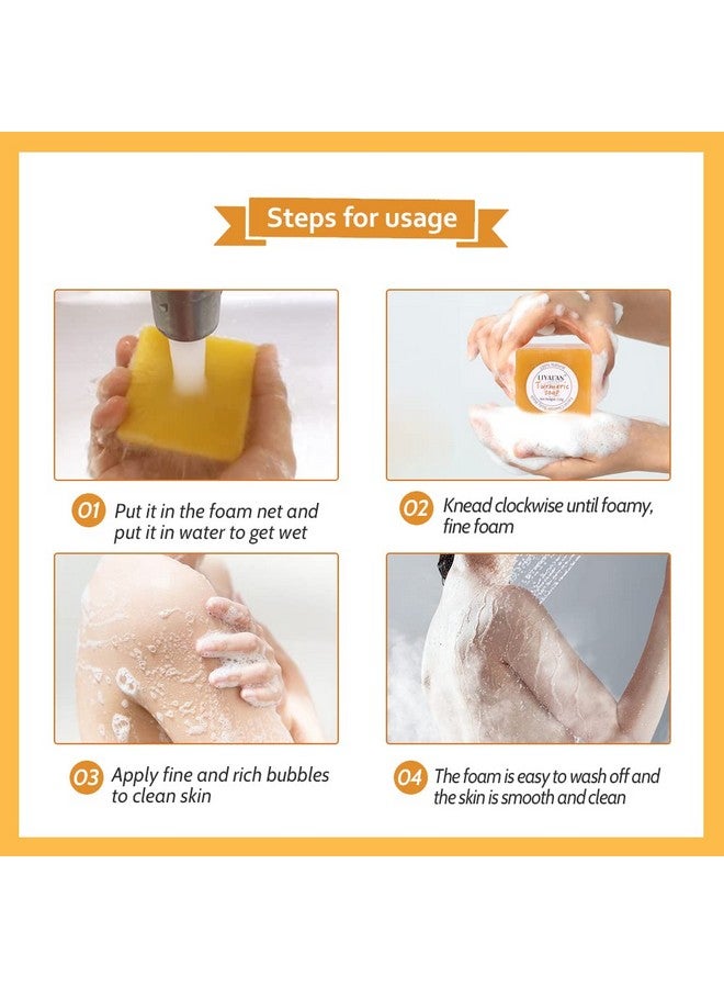 LIYALAN Turmeric Soap Bar For Face & Bodytumeric Soapacne Dark Spots Smooth Skindeep Cleansing Natural Handmade Soap - Image 4