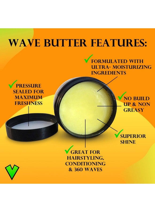 Veeta Superior Wave Butter 360 Wave Grease For Men Maximum Shine Non Greasy Softens & Conditions No Buildup Shea & Tangerine Butter Wave Cream (4 Oz) - Image 2