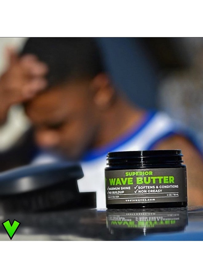 Veeta Superior Wave Butter 360 Wave Grease For Men Maximum Shine Non Greasy Softens & Conditions No Buildup Shea & Tangerine Butter Wave Cream (4 Oz) - Image 3