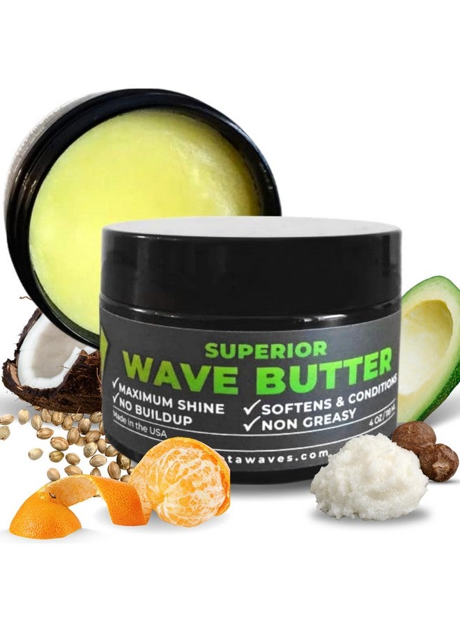 Veeta Superior Wave Butter 360 Wave Grease For Men Maximum Shine Non Greasy Softens & Conditions No Buildup Shea & Tangerine Butter Wave Cream (4 Oz) - Image 1