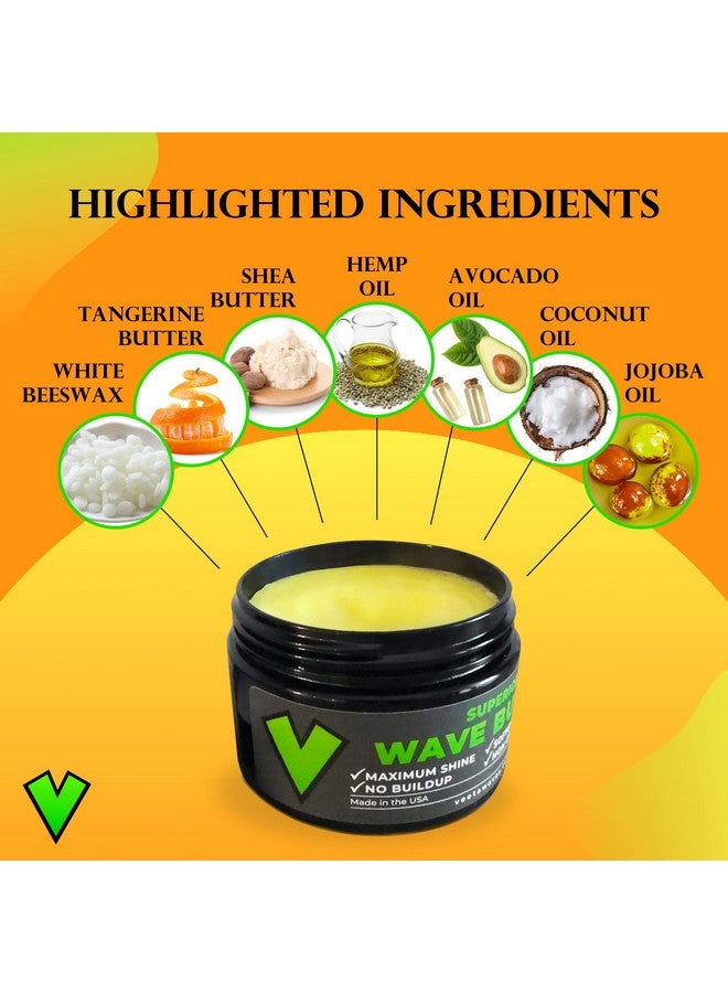 Veeta Superior Wave Butter 360 Wave Grease For Men Maximum Shine Non Greasy Softens & Conditions No Buildup Shea & Tangerine Butter Wave Cream (4 Oz) - Image 4