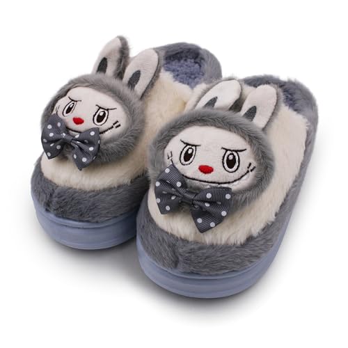 VRITRAZ Women’s Adorable Bunny Design Slippers | Ultra-Soft Plush Warm Indoor Footwear | Cozy Anti-Skid House Shoes (Grey, Size 8) - Image 1