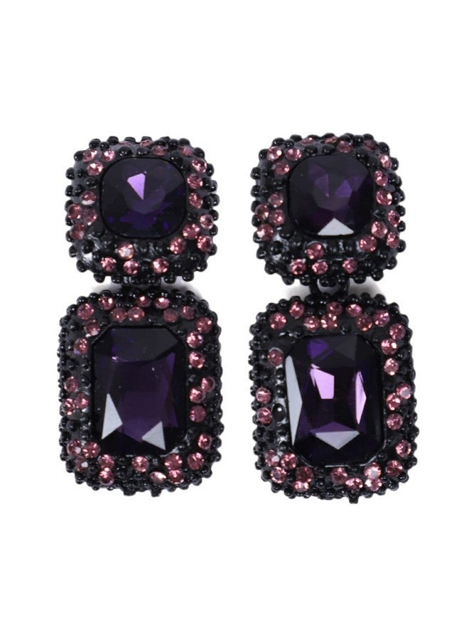 يو بيلا أقراط أذن من YouBella Fashion Jewellery متدلية من الكريستال للفتيات والنساء (أرجواني) - Image 1