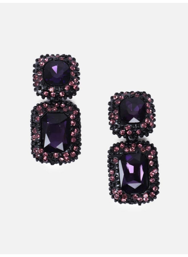 يو بيلا أقراط أذن من YouBella Fashion Jewellery متدلية من الكريستال للفتيات والنساء (أرجواني) - Image 4