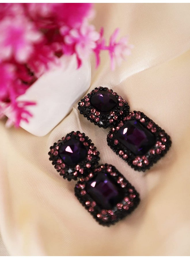 يو بيلا أقراط أذن من YouBella Fashion Jewellery متدلية من الكريستال للفتيات والنساء (أرجواني) - Image 2